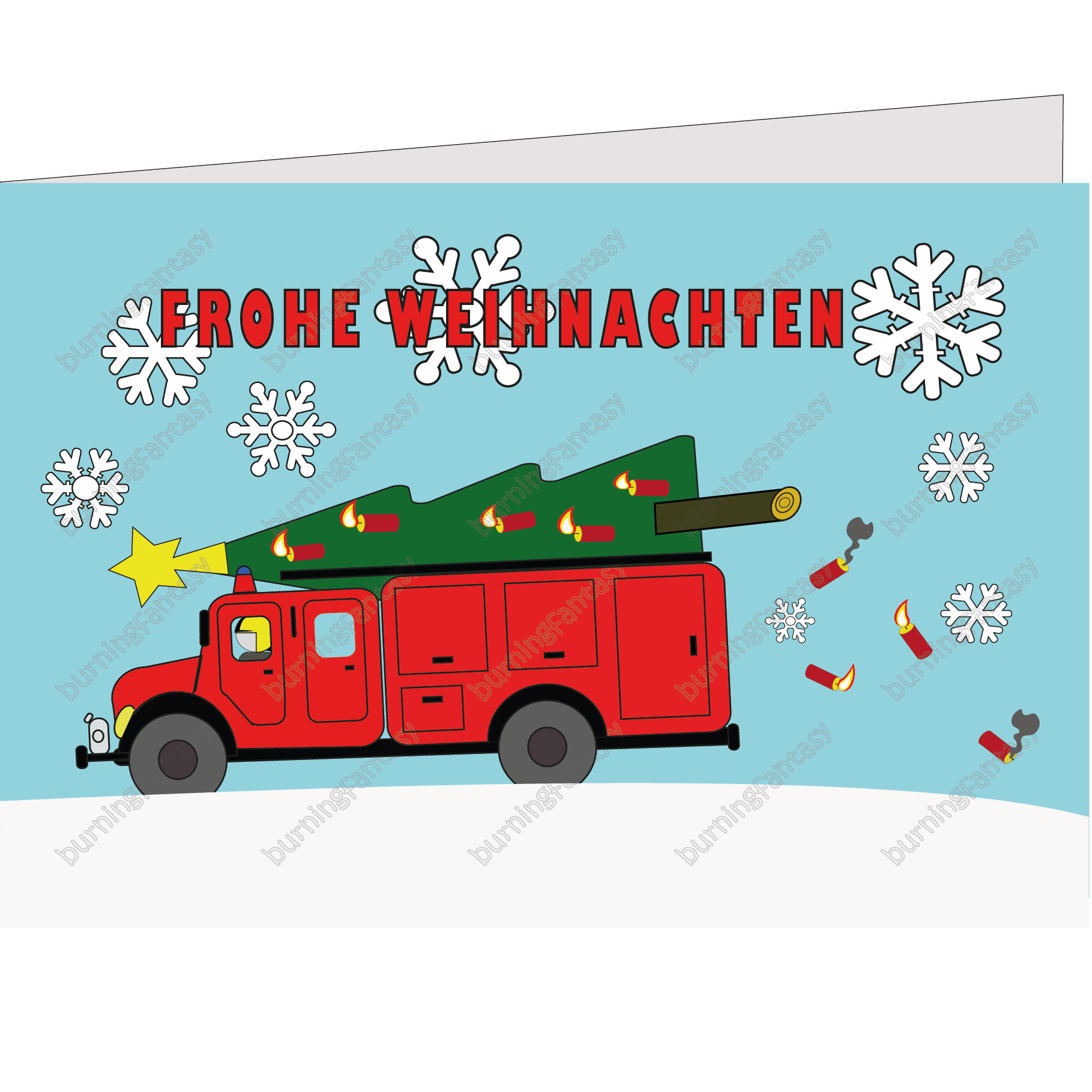 "Frohe Weihnachten" Feuerwehrklappkarte A6 – Bild 4