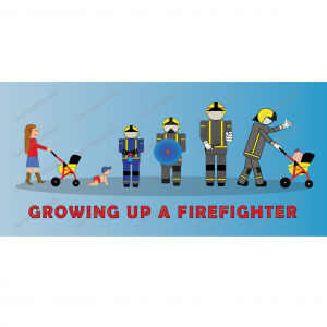 "Growing up a Firefighter"  Feuerwehrpostkarte A6 lang