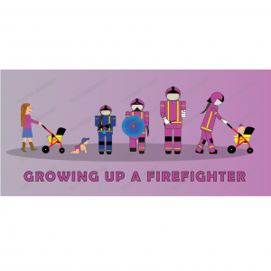 "Growing up a Firefighter"  Feuerwehrpostkarte A6 lang