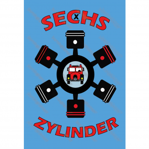 "Sechs Zylinder" Feuerwehrpostkarte A6