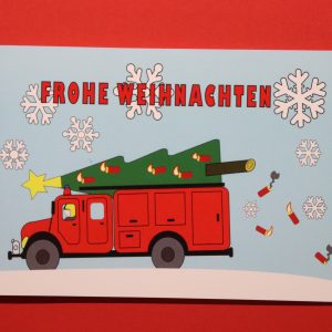 "Frohe Weihnachten" Feuerwehrklappkarte A6