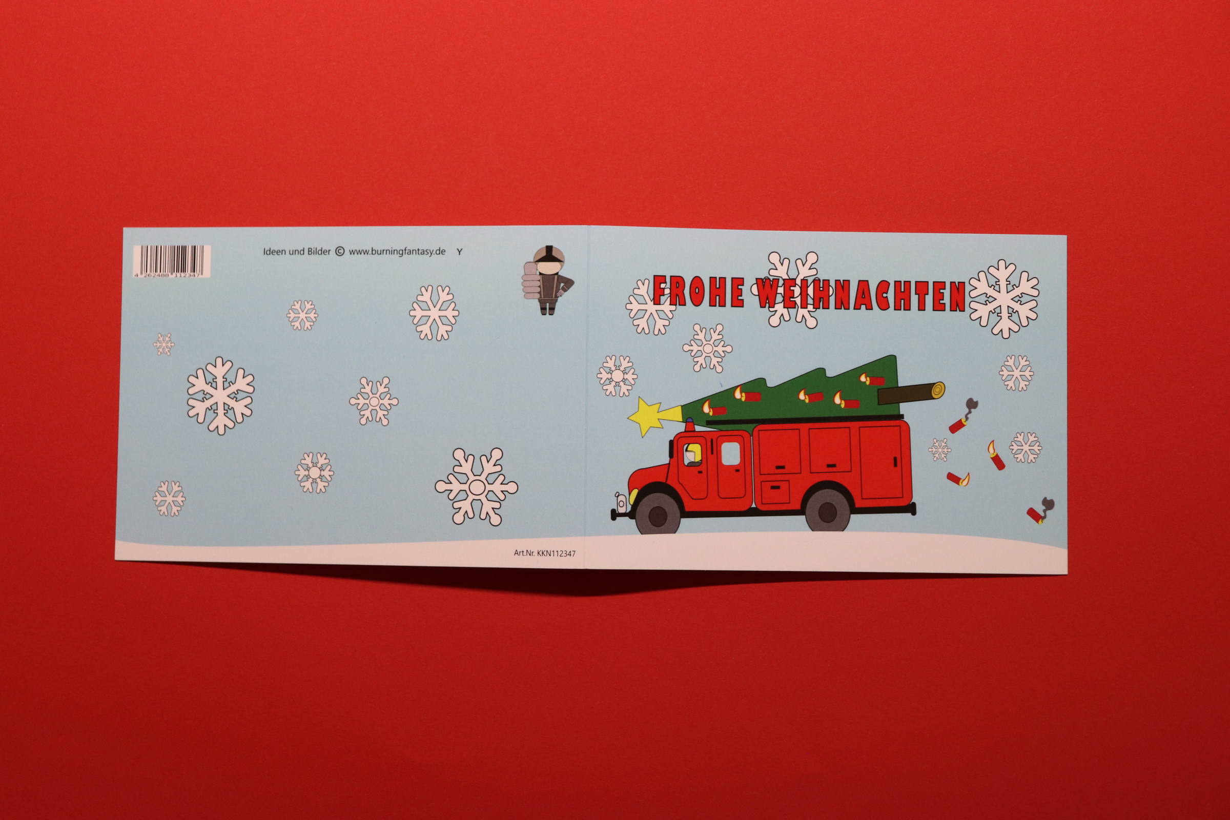 "Frohe Weihnachten" Feuerwehrklappkarte A6 – Bild 2