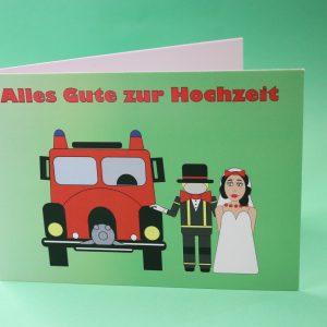 "Alles Gute zur Hochzeit" Feuerwehrklappkarte A6